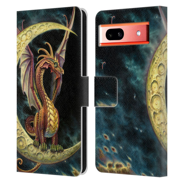 Myles Pinkney Mythical Moon Dragon Leather Book Wallet Case Cover For Google Pixel 7a