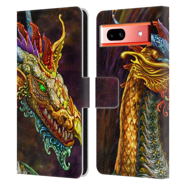Myles Pinkney Mythical Silver Dragon Leather Book Wallet Case Cover For Google Pixel 7a
