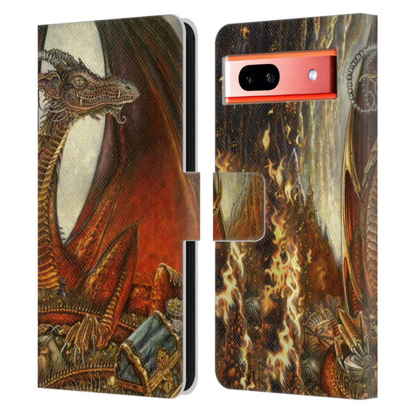 Myles Pinkney Mythical Treasure Dragon Leather Book Wallet Case Cover For Google Pixel 7a