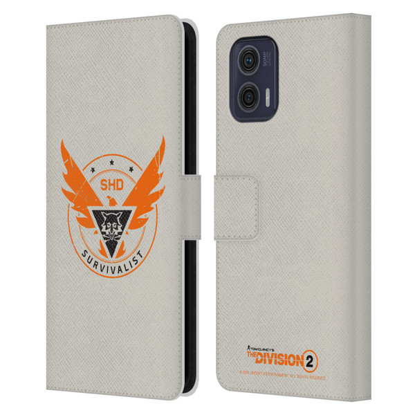 Tom Clancy's The Division 2 Logo Art Survivalist Leather Book Wallet Case Cover For Motorola Moto G73 5G