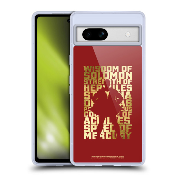 Shazam! 2019 Movie Character Art Typography Soft Gel Case for Google Pixel 7a