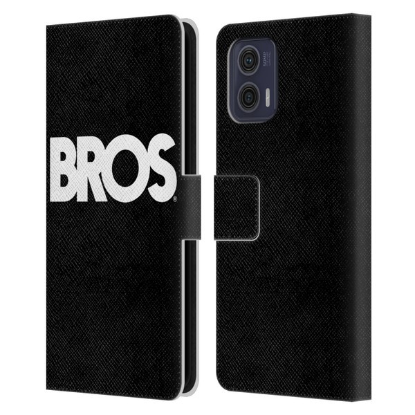 BROS Logo Art Text Leather Book Wallet Case Cover For Motorola Moto G73 5G