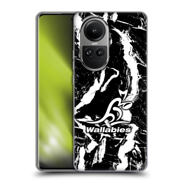 Australia National Rugby Union Team Crest Black Marble Soft Gel Case for OPPO Reno10 5G / Reno10 Pro 5G