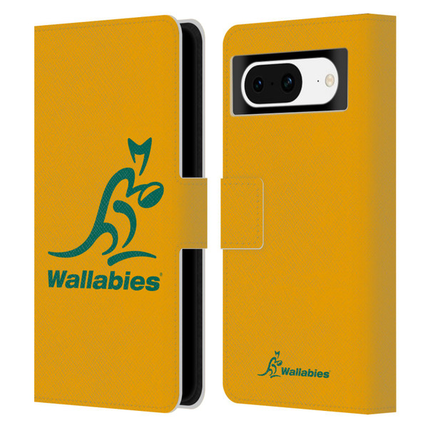 Australia National Rugby Union Team Crest Plain Yellow Leather Book Wallet Case Cover For Google Pixel 8