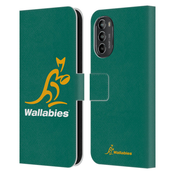 Australia National Rugby Union Team Crest Plain Green Leather Book Wallet Case Cover For Motorola Moto G82 5G