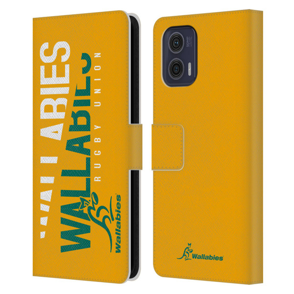 Australia National Rugby Union Team Wallabies Linebreak Yellow Leather Book Wallet Case Cover For Motorola Moto G73 5G