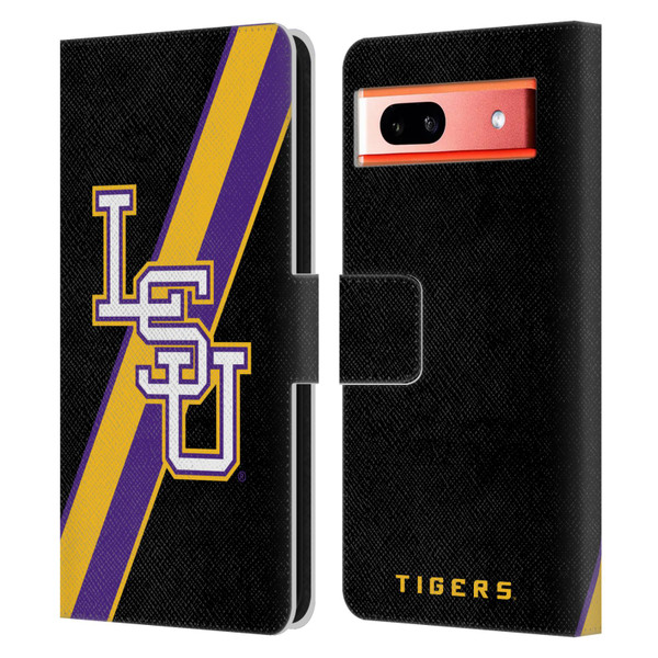 Louisiana State University LSU Louisiana State University Stripes Leather Book Wallet Case Cover For Google Pixel 7a