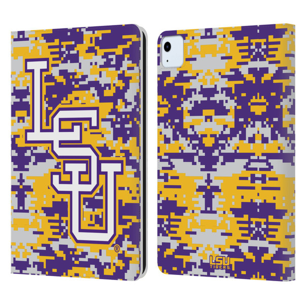 Louisiana State University LSU Louisiana State University Digital Camouflage Leather Book Wallet Case Cover For Apple iPad Air 2020 / 2022