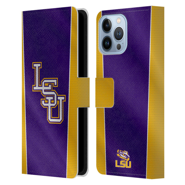 Louisiana State University LSU Louisiana State University Banner Leather Book Wallet Case Cover For Apple iPhone 13 Pro Max