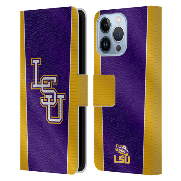 Louisiana State University LSU Louisiana State University Banner Leather Book Wallet Case Cover For Apple iPhone 13 Pro