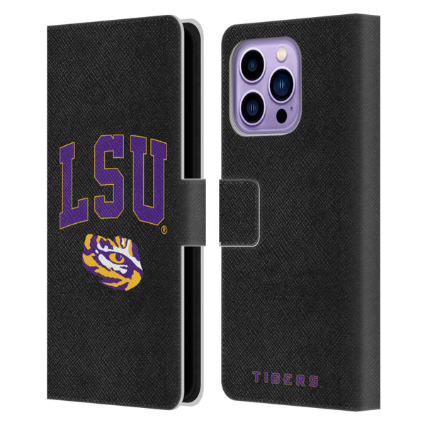 Louisiana State University LSU Louisiana State University Campus Logotype Leather Book Wallet Case Cover For Apple iPhone 14 Pro Max
