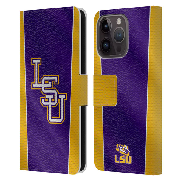 Louisiana State University LSU Louisiana State University Banner Leather Book Wallet Case Cover For Apple iPhone 15 Pro