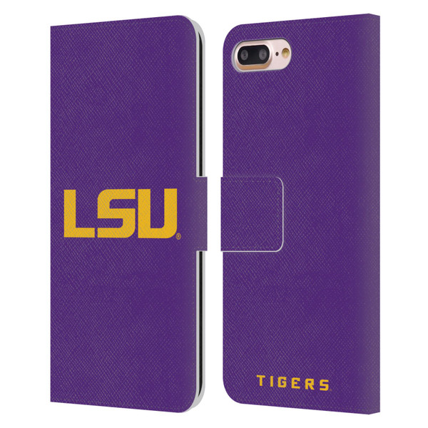 Louisiana State University LSU Louisiana State University Plain Leather Book Wallet Case Cover For Apple iPhone 7 Plus / iPhone 8 Plus