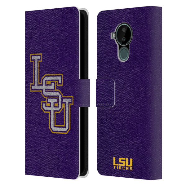 Louisiana State University LSU Louisiana State University Distressed Leather Book Wallet Case Cover For Nokia C30