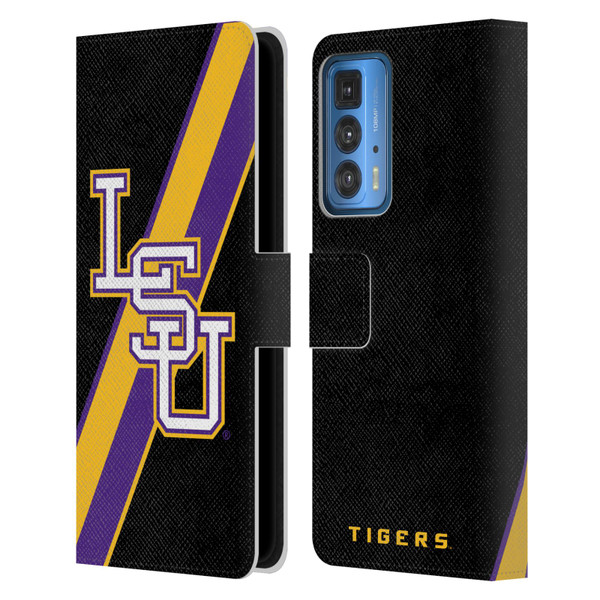 Louisiana State University LSU Louisiana State University Stripes Leather Book Wallet Case Cover For Motorola Edge 20 Pro