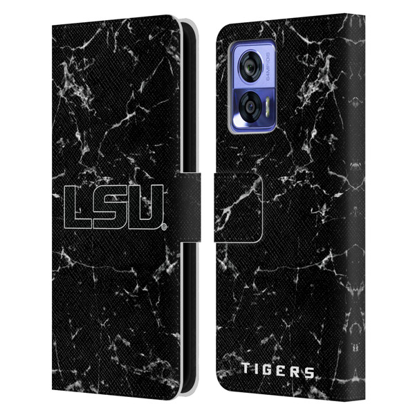 Louisiana State University LSU Louisiana State University Black And White Marble Leather Book Wallet Case Cover For Motorola Edge 30 Neo 5G