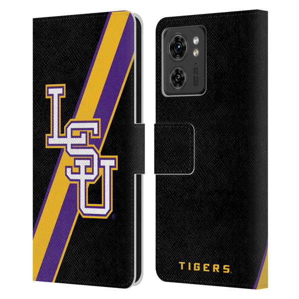 Louisiana State University LSU Louisiana State University Stripes Leather Book Wallet Case Cover For Motorola Moto Edge 40