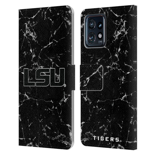 Louisiana State University LSU Louisiana State University Black And White Marble Leather Book Wallet Case Cover For Motorola Moto Edge 40 Pro