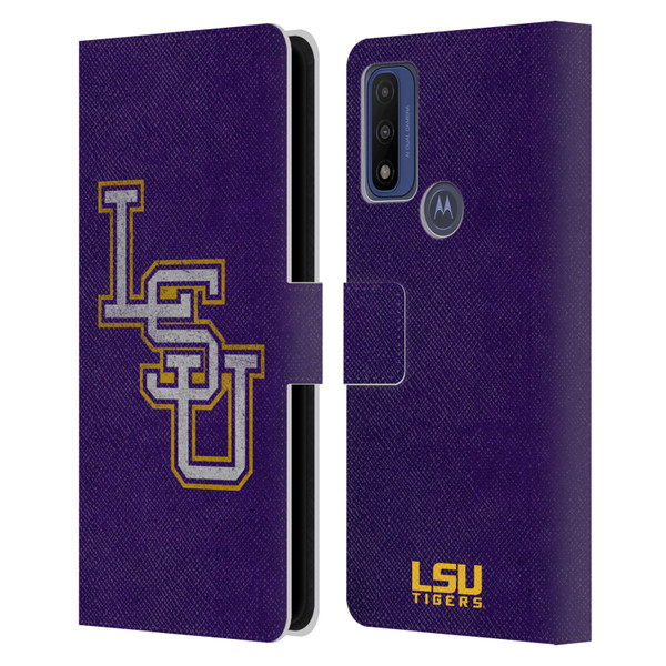 Louisiana State University LSU Louisiana State University Distressed Leather Book Wallet Case Cover For Motorola G Pure