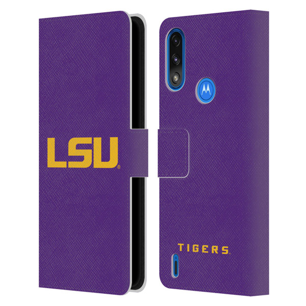 Louisiana State University LSU Louisiana State University Plain Leather Book Wallet Case Cover For Motorola Moto E7 Power / Moto E7i Power