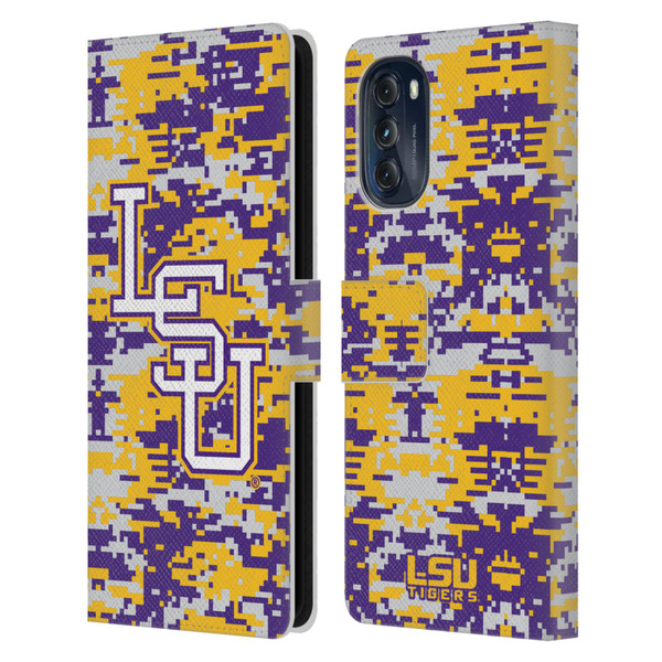 Louisiana State University LSU Louisiana State University Digital Camouflage Leather Book Wallet Case Cover For Motorola Moto G (2022)