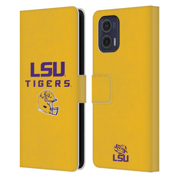 Louisiana State University LSU Louisiana State University Helmet Logotype Leather Book Wallet Case Cover For Motorola Moto G73 5G
