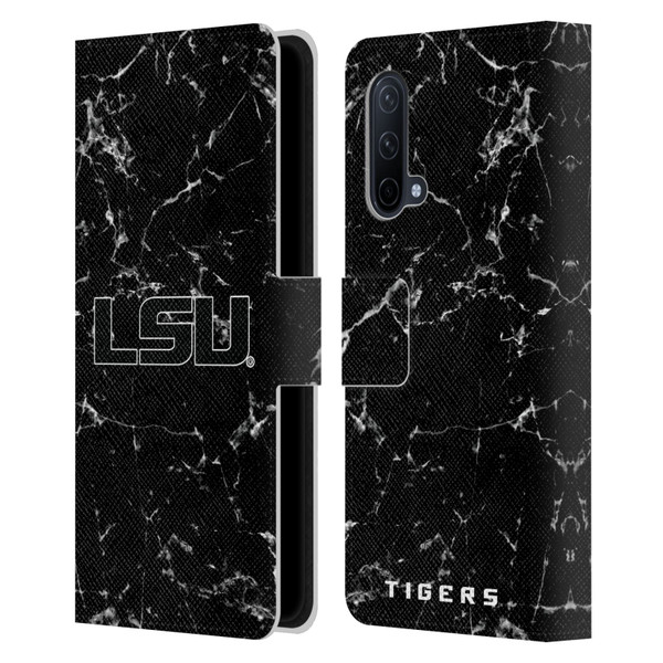 Louisiana State University LSU Louisiana State University Black And White Marble Leather Book Wallet Case Cover For OnePlus Nord CE 5G