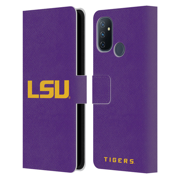 Louisiana State University LSU Louisiana State University Plain Leather Book Wallet Case Cover For OnePlus Nord N100