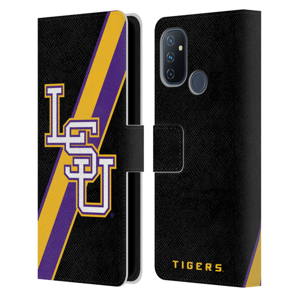 Louisiana State University LSU Louisiana State University Stripes Leather Book Wallet Case Cover For OnePlus Nord N100