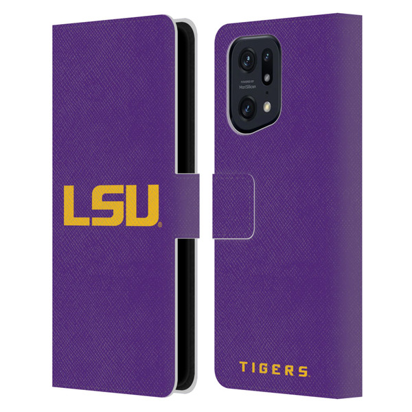 Louisiana State University LSU Louisiana State University Plain Leather Book Wallet Case Cover For OPPO Find X5 Pro