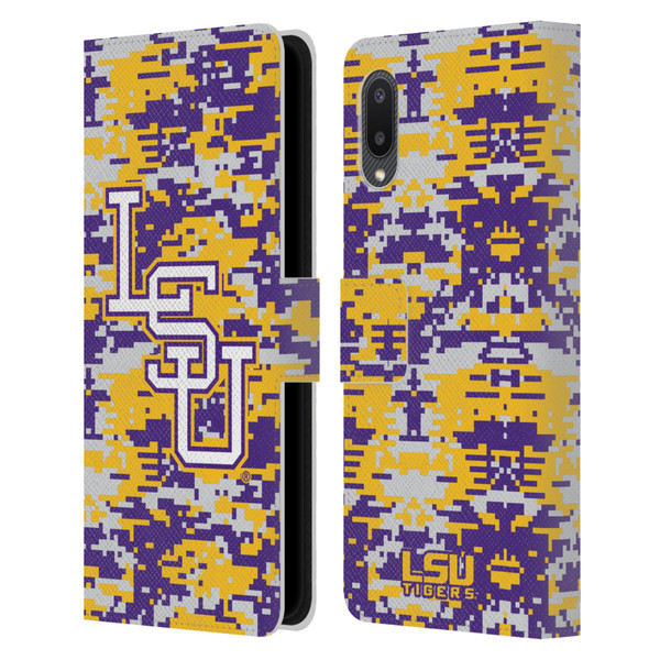 Louisiana State University LSU Louisiana State University Digital Camouflage Leather Book Wallet Case Cover For Samsung Galaxy A02/M02 (2021)