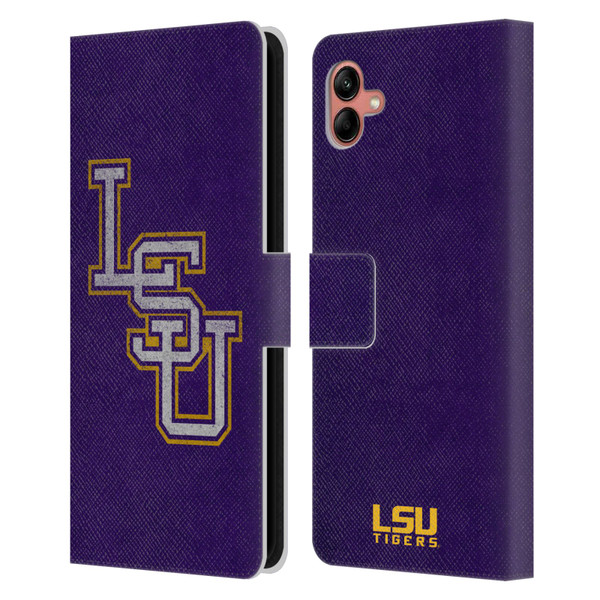 Louisiana State University LSU Louisiana State University Distressed Leather Book Wallet Case Cover For Samsung Galaxy A04 (2022)