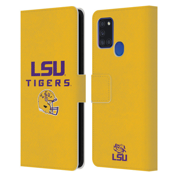 Louisiana State University LSU Louisiana State University Helmet Logotype Leather Book Wallet Case Cover For Samsung Galaxy A21s (2020)