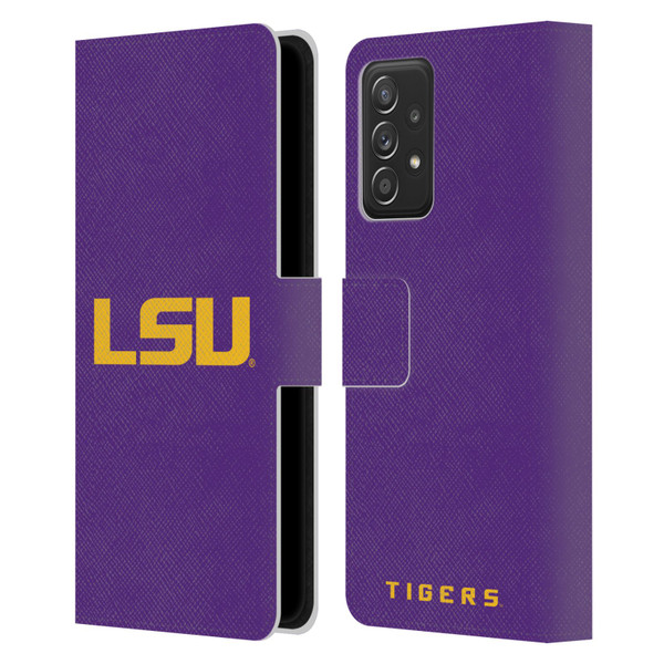 Louisiana State University LSU Louisiana State University Plain Leather Book Wallet Case Cover For Samsung Galaxy A52 / A52s / 5G (2021)