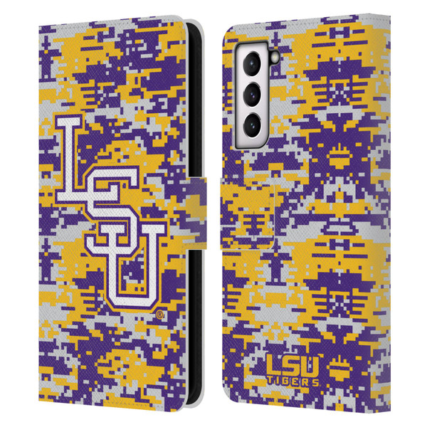 Louisiana State University LSU Louisiana State University Digital Camouflage Leather Book Wallet Case Cover For Samsung Galaxy S21 5G