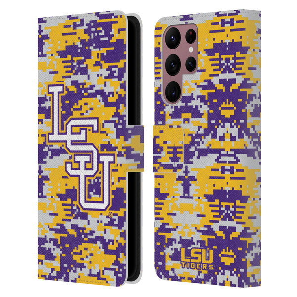 Louisiana State University LSU Louisiana State University Digital Camouflage Leather Book Wallet Case Cover For Samsung Galaxy S22 Ultra 5G