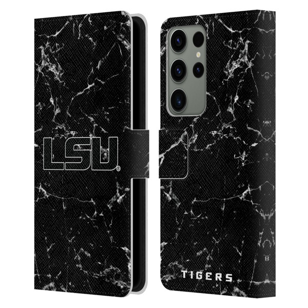 Louisiana State University LSU Louisiana State University Black And White Marble Leather Book Wallet Case Cover For Samsung Galaxy S23 Ultra 5G