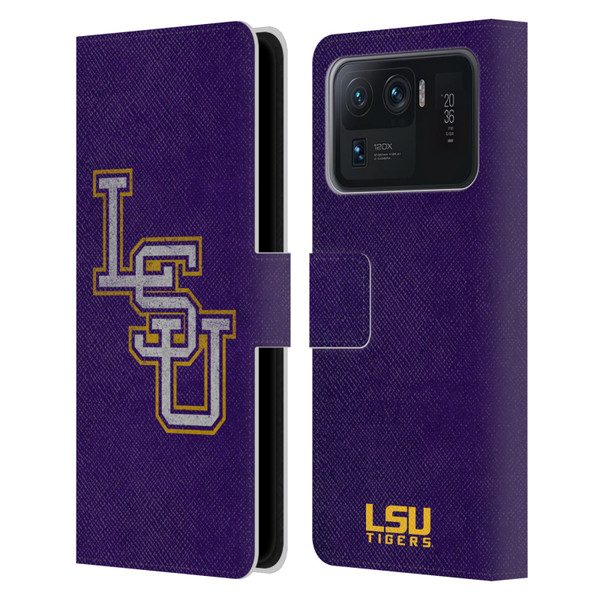 Louisiana State University LSU Louisiana State University Distressed Leather Book Wallet Case Cover For Xiaomi Mi 11 Ultra