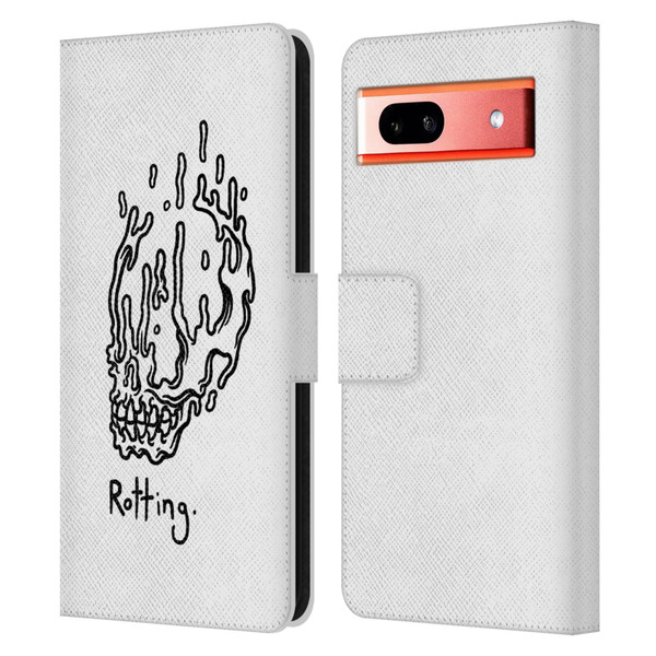 Matt Bailey Skull Rotting Leather Book Wallet Case Cover For Google Pixel 7a