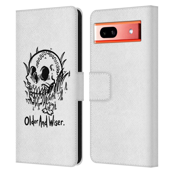 Matt Bailey Skull Older And Wiser Leather Book Wallet Case Cover For Google Pixel 7a