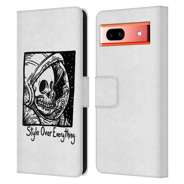 Matt Bailey Skull Style Over Everything Leather Book Wallet Case Cover For Google Pixel 7a