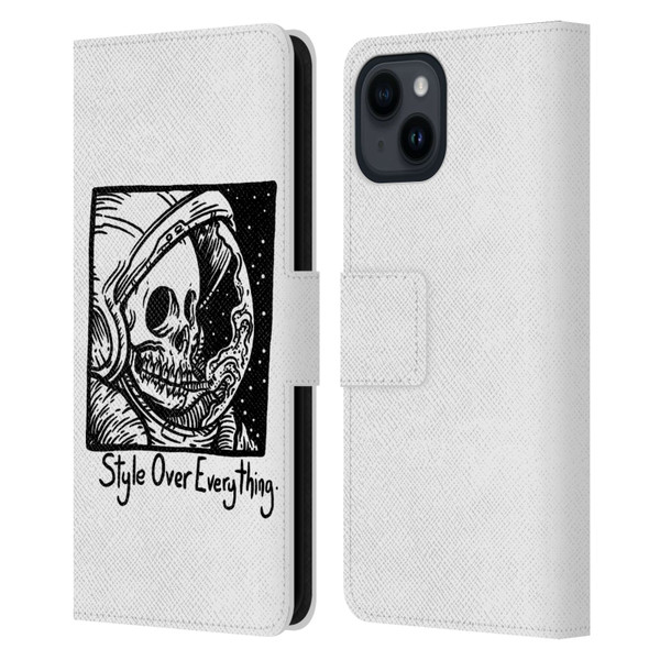 Matt Bailey Skull Style Over Everything Leather Book Wallet Case Cover For Apple iPhone 15
