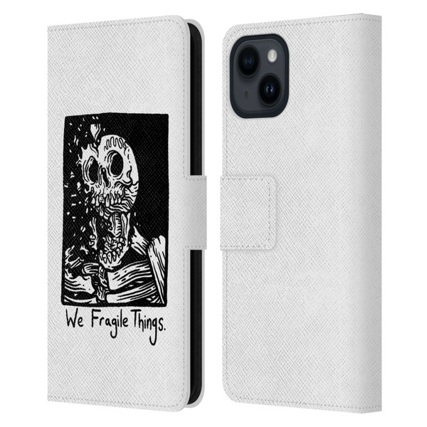 Matt Bailey Skull We Fragile Things Leather Book Wallet Case Cover For Apple iPhone 15