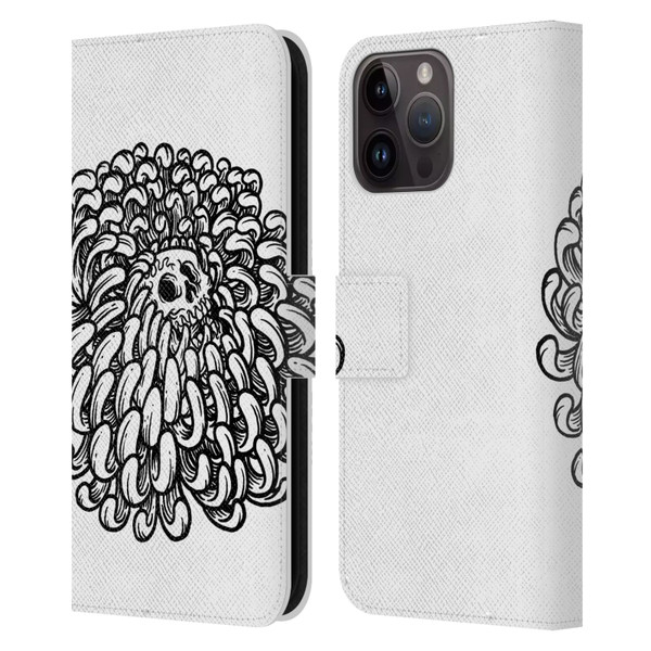 Matt Bailey Skull Flower Leather Book Wallet Case Cover For Apple iPhone 15 Pro Max
