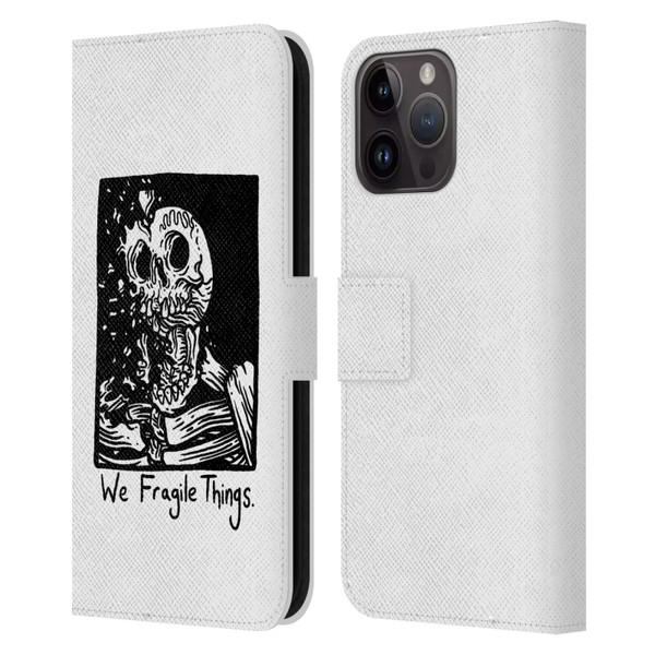 Matt Bailey Skull We Fragile Things Leather Book Wallet Case Cover For Apple iPhone 15 Pro Max