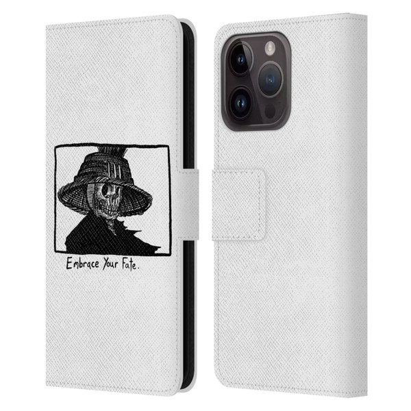 Matt Bailey Skull Embrace Your Fate Leather Book Wallet Case Cover For Apple iPhone 15 Pro