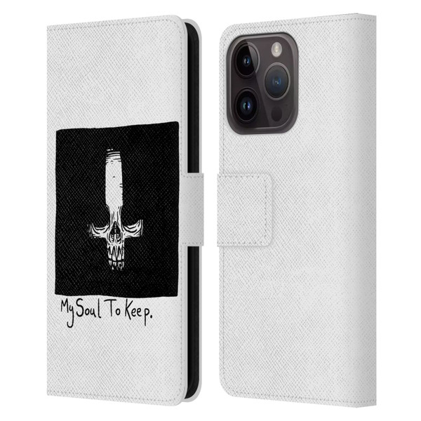 Matt Bailey Skull My Soul To Keep Leather Book Wallet Case Cover For Apple iPhone 15 Pro