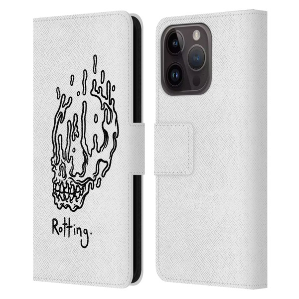 Matt Bailey Skull Rotting Leather Book Wallet Case Cover For Apple iPhone 15 Pro
