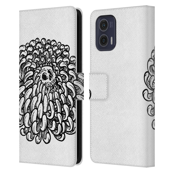 Matt Bailey Skull Flower Leather Book Wallet Case Cover For Motorola Moto G73 5G