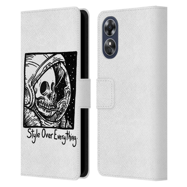 Matt Bailey Skull Style Over Everything Leather Book Wallet Case Cover For OPPO A17